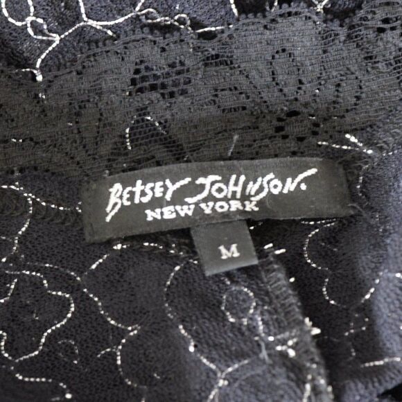 Vintage Betsey Johnson Embroidered Black Wrap Midi Dress Sz M - Picture 3 of 6